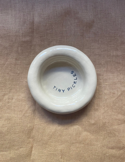'tiny pickles' circular dish